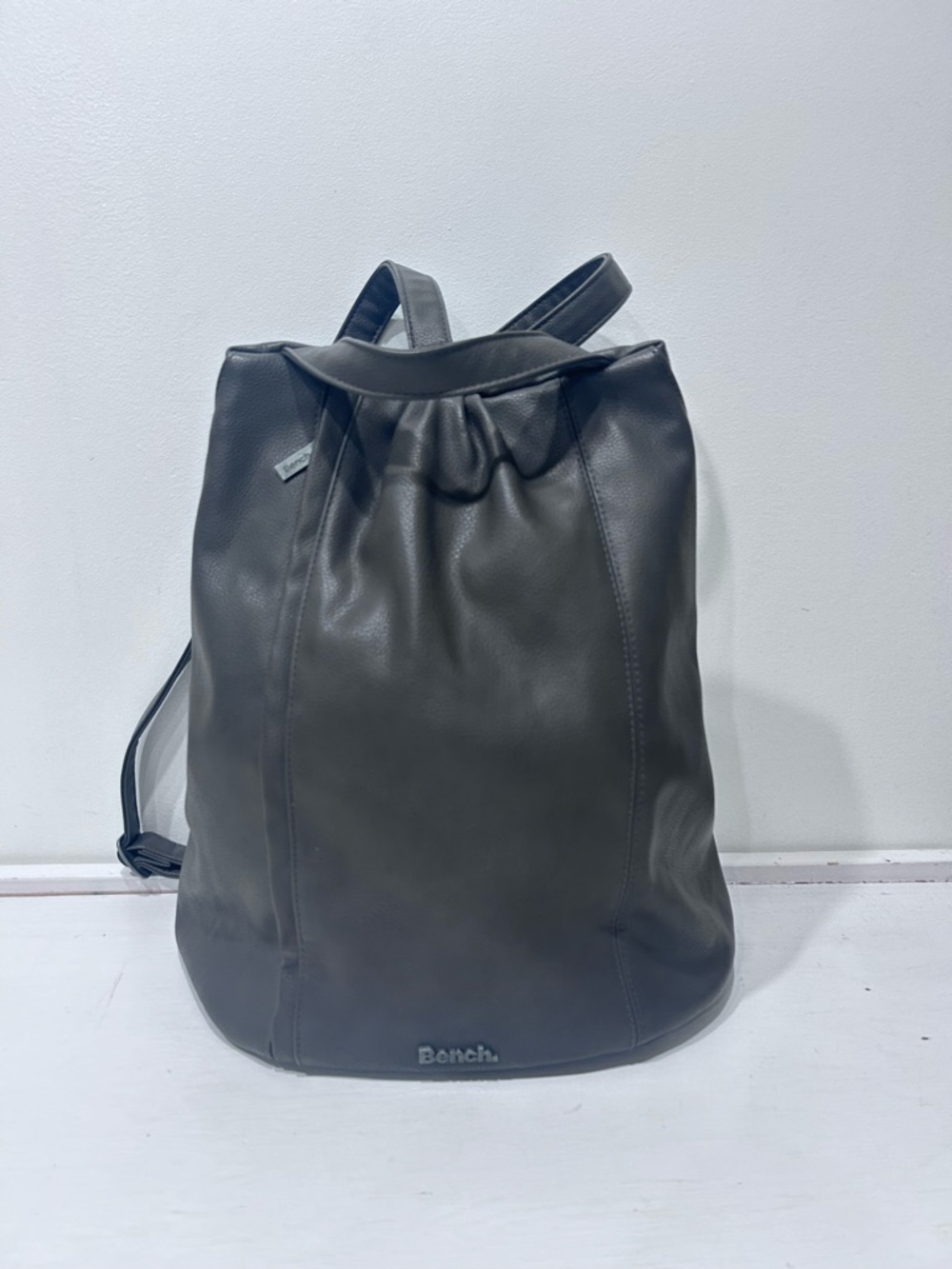 Bench Faux Leather Backpack Charcoal Grey Roomy‎ Side Zip Minimalist Casual Bag
